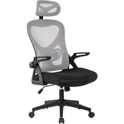 Woodwell BF3050 Καρέκλα Γραφείου με Προσκέφαλο Στήριξη Μέσης Ανάκλιση και Ρυθμιζόμενα Μπράτσα Γκρι Μαύρη ΕΟ5301,1