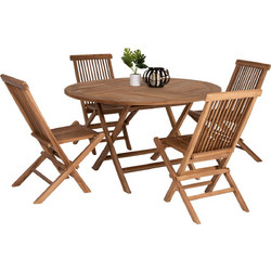 HomeMarkt Kendall Σετ Τραπεζαρία Κήπου Μασίφ Ξύλο 5τμχ Καφέ HM11956