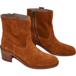 Patricia Miller Γυναικεία Μποτάκια Biker Suede Ταμπά με Χοντρό Χαμηλό Τακούνι 5151