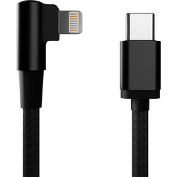 Cablexpert Angle 90° Braided USB-C to Lightning Cable 0.2m Black 8716309130479
