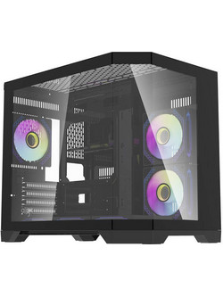Darkflash FT418 with 6 Fans Black Gaming Mini Tower Κουτί Υπολογιστή RGB με Πλαϊνό Παράθυρο
