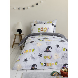 Nima Σετ Παιδικά Σεντόνια Μονά Βαμβακερά 170x255 Boo! White Anthracite