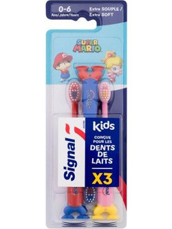 Signal Super Mario Super Soft Παιδικές Οδοντόβουρτσες 3τμχ Κόκκινη Μπλε Ροζ