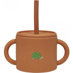 OYOY Mini Enkei Ποτηράκι Σιλικόνης με Καλαμάκι Brown