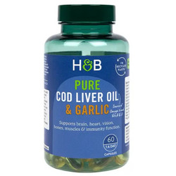 Holland & Barrett Cod Liver Oil & Garlic Μουρουνέλαιο 1200mg 60 Ταμπλέτες