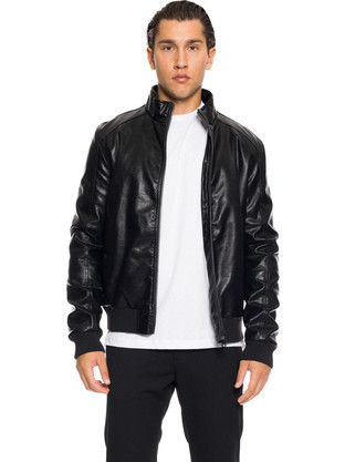 Biston Fashion Ανδρικό Μπουφάν Χειμωνιάτικο Δερματίνη Μαύρο 52-201-108