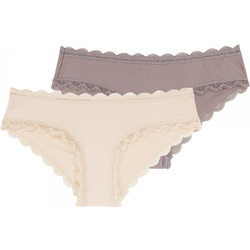 Dorina Cali Βαμβακερά Γυναικεία Slip με Δαντέλα 2Pack D000003LA095-2X0258