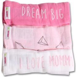 Minene Dream Big Πάνες Αγκαλιάς από Μουσελίνα Ροζ 75x75cm 3τμχ 21382