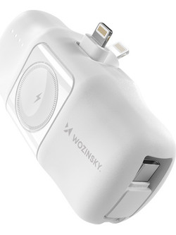 Wozinsky WF16-YLS Power Bank 5000mAh 15W με Θύρα Lightning USB-C White
