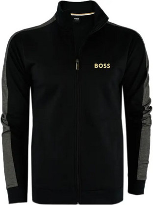 Hugo Boss Ανδρική Ζακέτα Φούτερ με Φερμουάρ Μαύρη 50527543-001