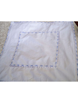 Πάνα Αγκαλιάς Πικέ Λευκή Γαλάζια 90x90cm