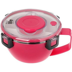 Ecolife Round Double Wall Pink Δοχείο Φαγητού Θερμός Πλαστικό 850ml Ροζ
