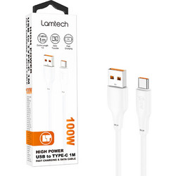 Lamtech USB-A to USB-C 100W 1m White LAM114529