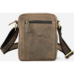 RCM Δερμάτινη Ανδρική Τσάντα Ώμου / Χιαστί Σοκολατί RCM189