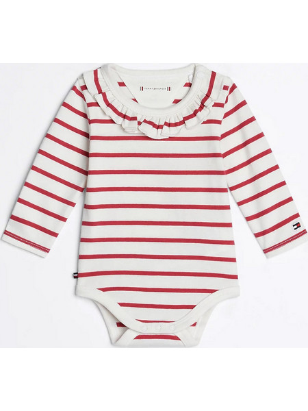 Tommy Hilfiger Φορμάκι Εσώρουχο Μακρυμάνικo για Κορίτσι Λευκό Κόκκινο KN0KN01946-XI0