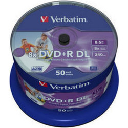 Verbatim Εγγράψιμα DVD+R 8x Dual Layer Printable 8.5GB Cake Box 50τμχ