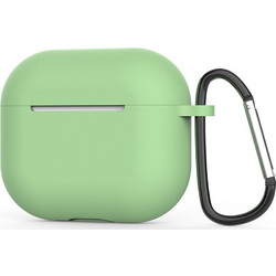 Techsuit Smooth Ultrathin Θήκη Σιλικόνης με Γάντζο για Apple AirPods 4 Πράσινο Mint