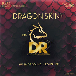 DR Strings Dragon Skin+ Coated 40-100 Σετ 4 Χορδές Ηλεκτρικού Μπάσου Stainless Steel 40-100" Light Tension