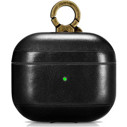 iCarer Vintage Θήκη Δερμάτινη με Γάντζο για Apple AirPods 3 Μαύρη