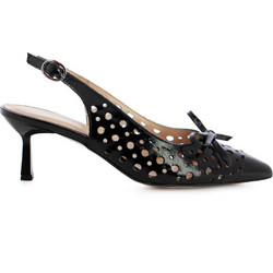 Fratelli Petridi Γόβες Slingback Λουστρίνι με Λεπτό Ψηλό Τακούνι Μαύρες 1131