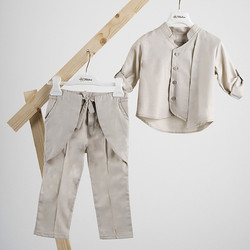 Piccolino Josua Βαπτιστικό Κοστούμι με Παντελόνι & Πουκάμισο 2τμχ + BFA25S16.BEIGE