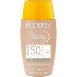 Bioderma Photoderm Nude Touch Mineral Golden Αντηλιακή Κρέμα Προσώπου Αντιγηραντική με Χρώμα SPF50+ 40ml