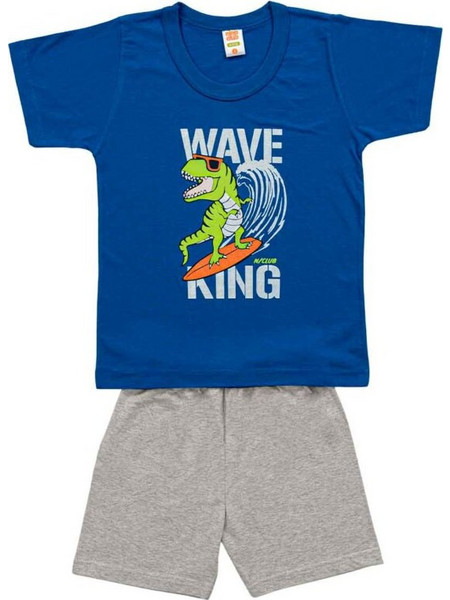 Nina Club Παιδική Πιτζάμα Βαμβακερή Καλοκαιρινή Royal Blue Γκρι 156-25