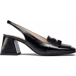 Wonders Γόβες Slingback Λουστρίνι με Χοντρό Χαμηλό Τακούνι Μαύρες H-6312
