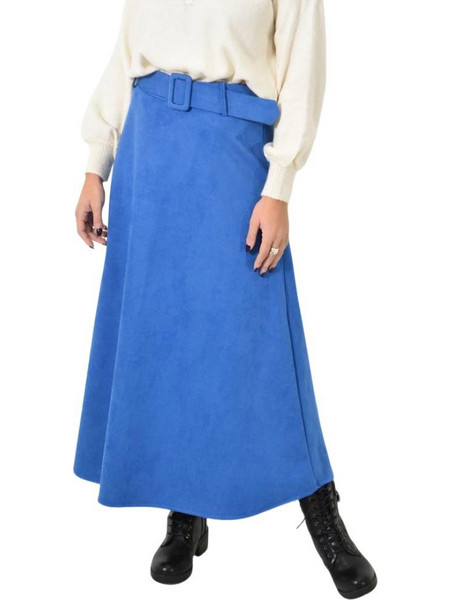 Potre Μίντι Φούστα Σουέντ Ψηλόμεση Royal Blue 248574101
