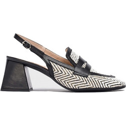 Wonders Γόβες Slingback με Χοντρό Χαμηλό Τακούνι Μαύρες Εκρού H-6304