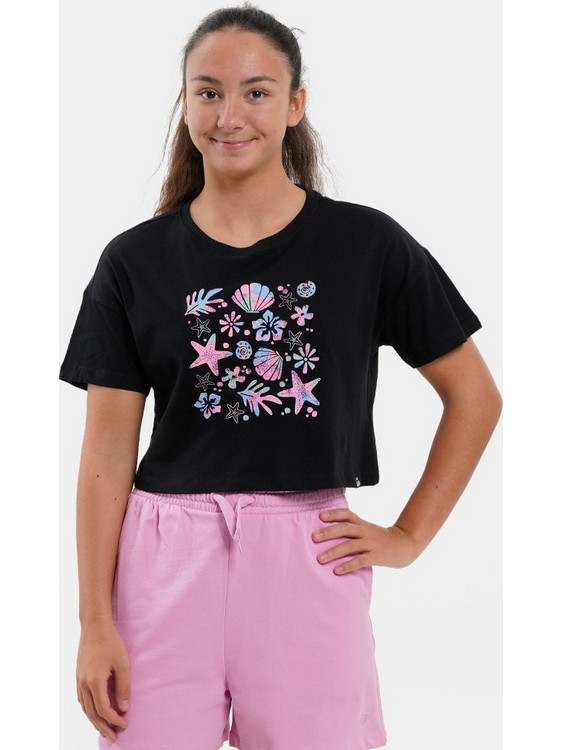 Up Παιδικό Crop Top Κοντομάνικο Μαύρο GQ225TUPCJA1-NGR