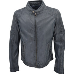 Leather 100 Ανδρικό Μπουφάν Χειμωνιάτικο Δερμάτινο Μπλε 01-M-STYLE-15