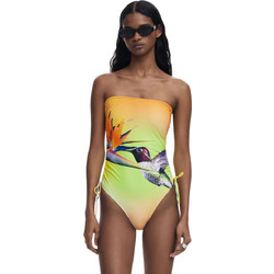Desigual Ολόσωμο Μαγιό Strapless Πορτοκαλί Κίτρινο Πράσινο 25SWMK10-9019