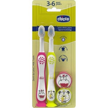 Chicco Milk Teeth Soft Παιδικές Οδοντόβουρτσες 2τμχ Ροζ Κίτρινη