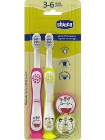 Chicco Milk Teeth Soft Παιδικές Οδοντόβουρτσες 2τμχ Ροζ Κίτρινη