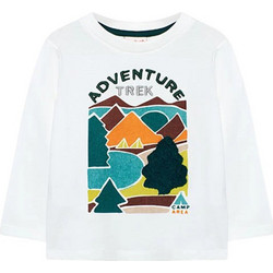 Boboli Παιδικό T-Shirt Μακρυμάνικο Λευκό Κυπαρισσί 332019-1111