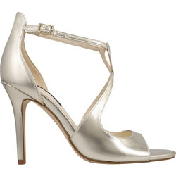 Nine West GIAA 3 Γυναικεία Πέδιλα Δερμάτινα Χρυσά με Λεπτό Ψηλό Τακούνι GIAA3-718