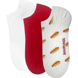 John Frank Hot Dog Ανδρικές Κάλτσες Κοντές με Σχέδια Λευκές Κόκκινες 3Pack JF3SS13