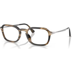 Persol PO3381V 1236 Ανδρικός Σκελετός Γυαλιών Οράσεως Κοκάλινος Μεταλλικός Ασημί Καφέ