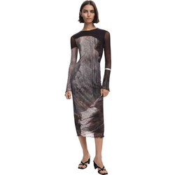 Desigual Abyss Midi Βραδινό Φόρεμα Γκρι 25WWVK01-6044