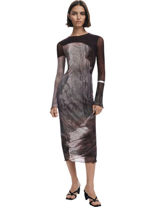 Desigual Abyss Midi Βραδινό Φόρεμα Γκρι 25WWVK01-6044