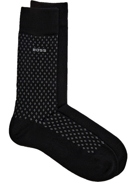Hugo Boss Ανδρικές Κάλτσες Ψηλές με Σχέδια Μαύρες 2Pack 50547832-001