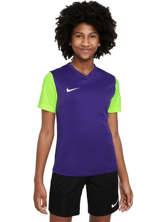 Nike Dri Fit Tiempo Παιδικό T-Shirt Κοντομάνικο Μωβ Lime DH8389-547