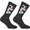 Fila Ανδρικές Κάλτσες Ψηλές Μαύρες 2Pack F9598-200