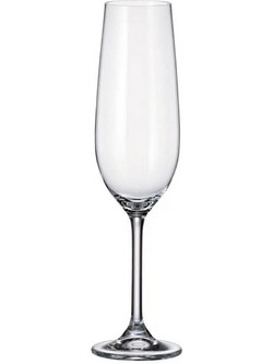 Crystal Bohemia Σετ Ποτήρια Σαμπάνιας Γυάλινα Κολωνάτα Crex 270ml 6τμχ CTB1SJ85027