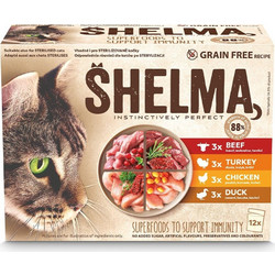Shelma Adult Grain Free with Turkey, Duck, Chicken & Beef in Gravy 12x85gr