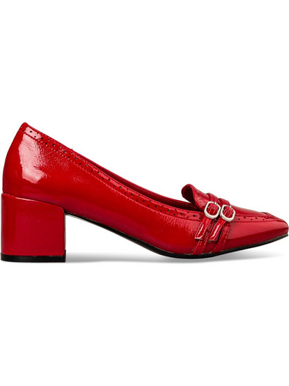 Envie Shoes Γόβες Λουστρίνι με Χοντρό Χαμηλό Τακούνι Κόκκινες E84-22353-30