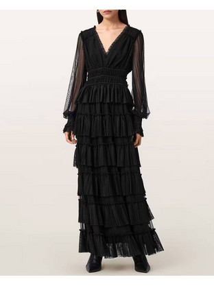 AllSaints Xantara Maxi Βραδινό Φόρεμα Μαύρο