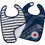 Baby To Love Love Stripes Σετ Αδιάβροχες Σαλιάρες από 100% Βαμβάκι με Αυτοκόλλητο 6m+ Navy Μπλε Λευκή 2τμχ