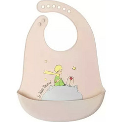 Kiokids Little Prince Αδιάβροχη Σαλιάρα Σιλικόνης με Κουμπί & Τσέπη 4m+ Μπεζ